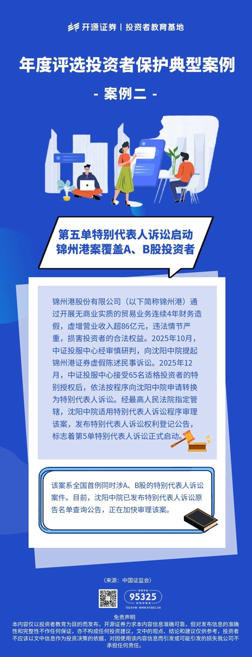 《年度评选投资者保护典型案例》案例二：第五单特别代表人诉讼启动 锦州港案覆盖A、B股投资者.jpg